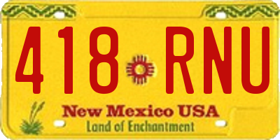 NM license plate 418RNU