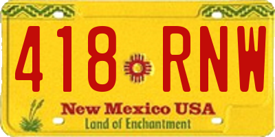NM license plate 418RNW