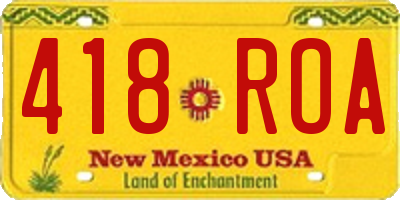 NM license plate 418ROA
