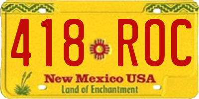 NM license plate 418ROC
