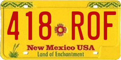 NM license plate 418ROF