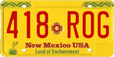 NM license plate 418ROG
