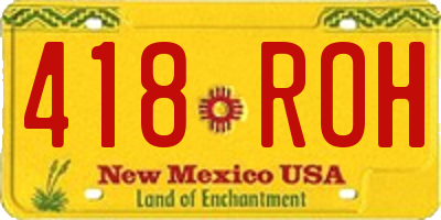 NM license plate 418ROH
