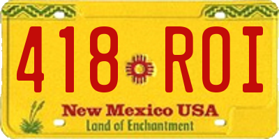 NM license plate 418ROI
