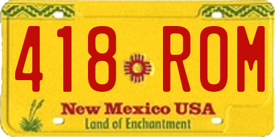 NM license plate 418ROM