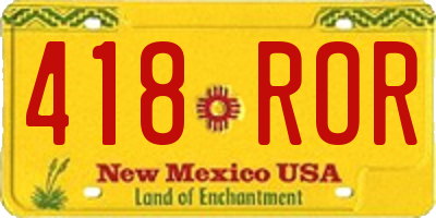 NM license plate 418ROR