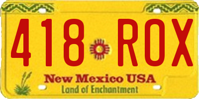 NM license plate 418ROX