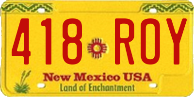 NM license plate 418ROY