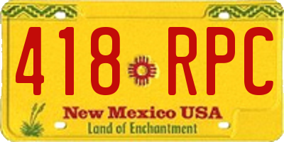NM license plate 418RPC