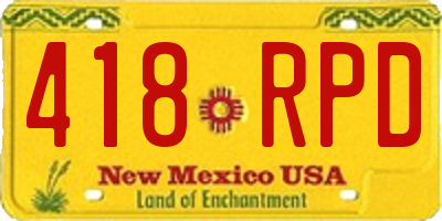 NM license plate 418RPD