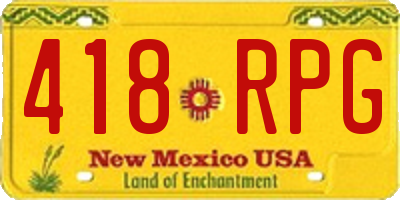 NM license plate 418RPG