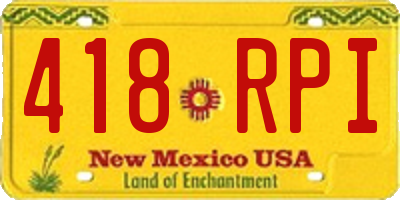 NM license plate 418RPI