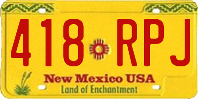 NM license plate 418RPJ