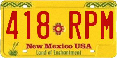NM license plate 418RPM