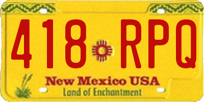 NM license plate 418RPQ