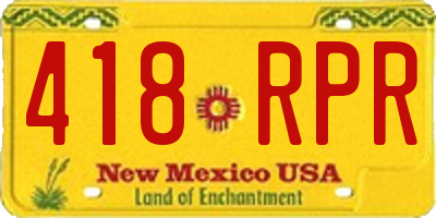 NM license plate 418RPR