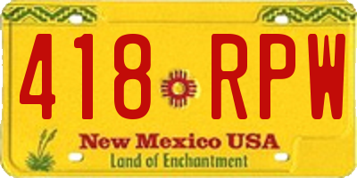 NM license plate 418RPW