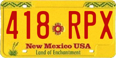 NM license plate 418RPX