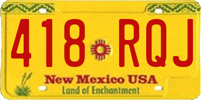 NM license plate 418RQJ