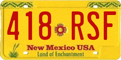 NM license plate 418RSF
