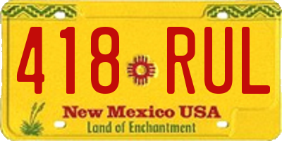 NM license plate 418RUL