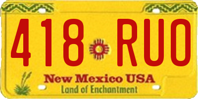 NM license plate 418RUO