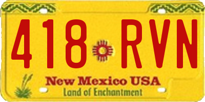 NM license plate 418RVN