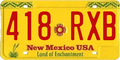NM license plate 418RXB