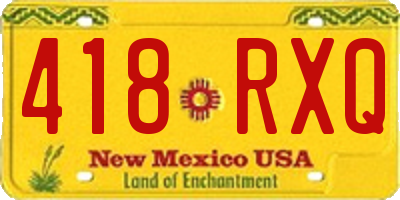 NM license plate 418RXQ