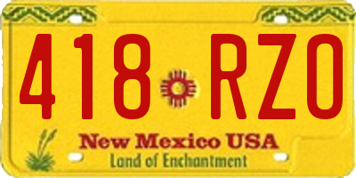 NM license plate 418RZO