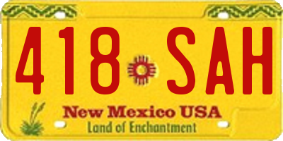 NM license plate 418SAH
