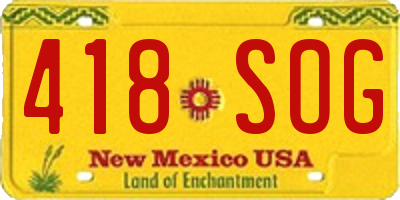 NM license plate 418SOG
