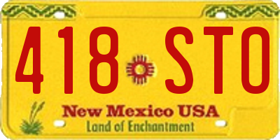 NM license plate 418STO