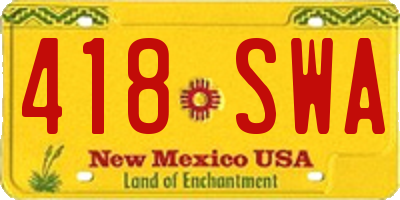 NM license plate 418SWA