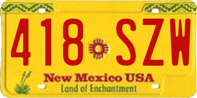 NM license plate 418SZW