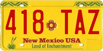 NM license plate 418TAZ