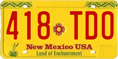 NM license plate 418TDO