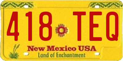 NM license plate 418TEQ