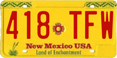 NM license plate 418TFW