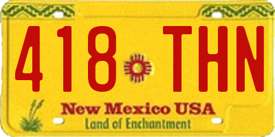 NM license plate 418THN