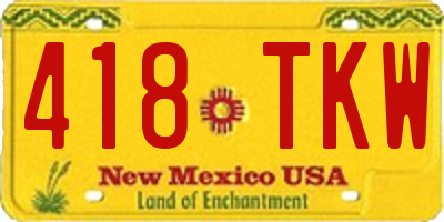 NM license plate 418TKW