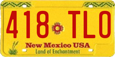 NM license plate 418TLO