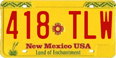 NM license plate 418TLW