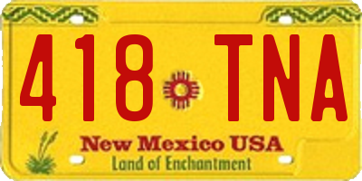 NM license plate 418TNA