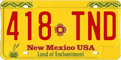 NM license plate 418TND