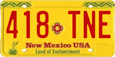 NM license plate 418TNE