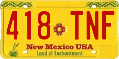 NM license plate 418TNF