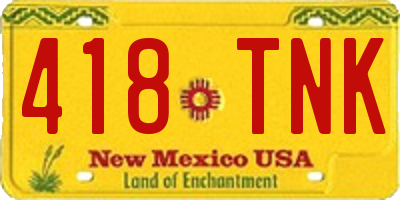 NM license plate 418TNK