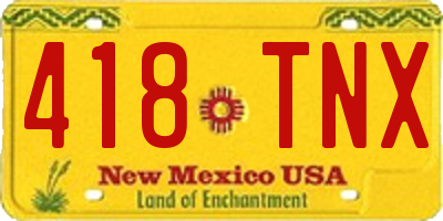 NM license plate 418TNX