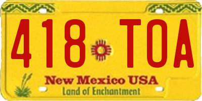 NM license plate 418TOA